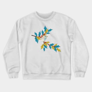 Cute Bird on a Holly Branch Crewneck Sweatshirt